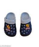 Grey EVA clogs or sandals for kids, slip-on embellished net design, comfortable and casual footwear for boys and girls aged 5-7 years, made in India