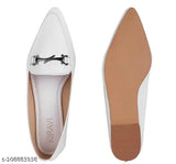 White synthetic D-shaped flat loafers by Kiravi, ideal for formal and casual wear