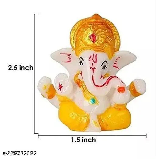 Multicolor polyresin Ganesh idol, perfect for car dashboard decor or home showpiece