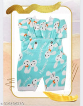 Blue wool printed dungaree set for newborn babies, ideal winterwear
