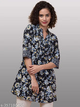 Black rayon Inuka by Hive91 tunic with mandarin collar and 3/4 sleeves, printed design on net fabric, perfect for any occasion