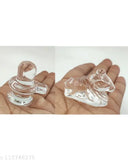 Crystal Shivling Shiva Lingam with Crystal Nandi, 4cm x 5cm x 5cm, Indian pooja accessory