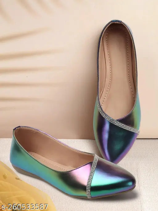 Embellished PU slip-on ballerinas by belleis for women - durable and comfortable Ind-3 to Ind-8 shoes from India