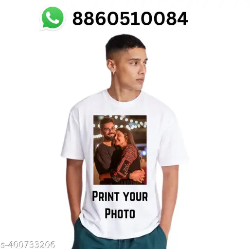 Customized photo t-shirt, personalized gift for friends/family/couple, logo printed promotional t-shirt, polyester, solid color, short sleeves