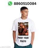 Customized photo t-shirt, personalized gift for friends/family/couple, logo printed promotional t-shirt, polyester, solid color, short sleeves