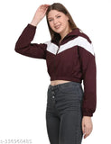 Polyester colorblocked women's winter bomber jacket with mesh inside, perfect for chilly days and stylish outfits