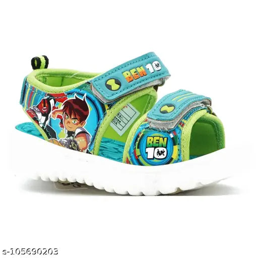 Sea Green and Parrot Green Patent Leather Kids Sandals by Green Comfort - Perfect for boys aged 5-6 years, featuring Ben 10 character design