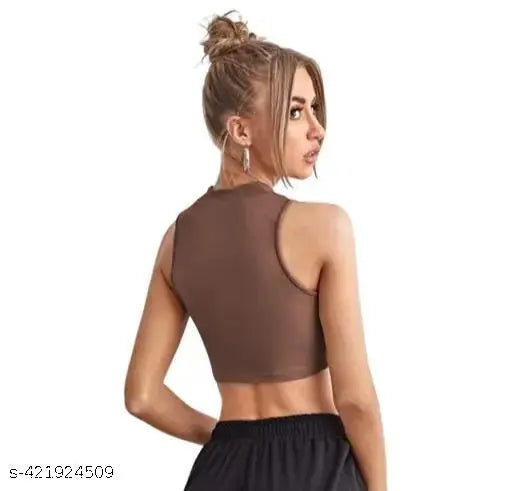 Cotton, sleeveless rib top with NYC print, stylish women's round neck tee by FASHION AND YOUTH (XS: 30in bust)