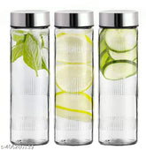 Eco-friendly 750ml glass water bottle with leak-proof stainless steel lid | Pack of 3 for travel and outdoor use