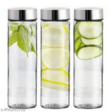Eco-friendly 750ml glass water bottle with leak-proof stainless steel lid | Pack of 3 for travel and outdoor use