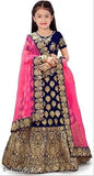 Embroidered satin Kids Lehenga Choli with dupatta, Indian design, 14-15 years size