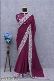 Elegant purple Georgette saree with satin blouse, embroidered for all occasions