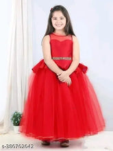 Fancy net kids peplum dress, sleeveless, full length party wear for girls aged 3-13, India origin