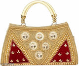 Orange velvet party clutch with extra shining materials, stylish handle featuring artificial diamonds stones, suitable for weddings, bridal parties, and evening events