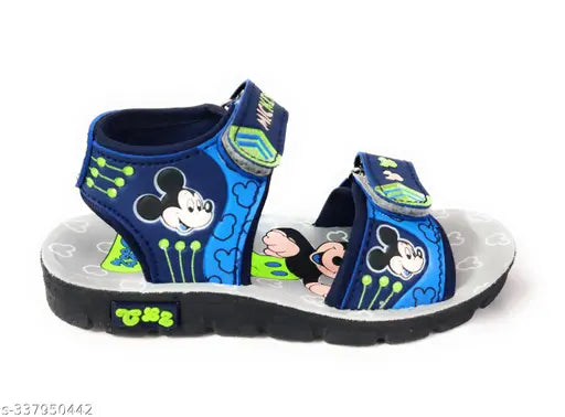 Coolz Kids synthetic leather Mickey-themed sandals for boys, 25 years. Unisex casual fashion footwear with PVC sole, Velcro fastening, and cartoon character pattern. Ideal for 2-4 year olds