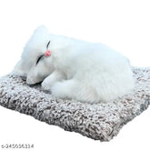 Durable plastic cat showpiece with activated carbon, home & car decor, soft artificial fur, purifies air, India-made