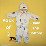 Extra soft cotton-linen unisex newborn-6 month combo (top, bottom with hoodies), best for all seasons, India origin