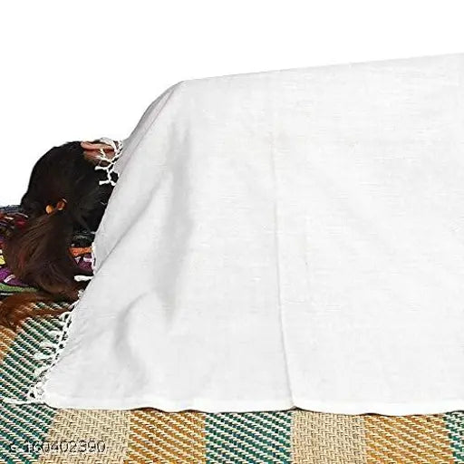 White Bhagalpuri Silk & Cotton Chadar, lightweight, long-lasting, easy to wash, ideal for winter, summer, and rainy seasons