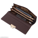 Faux leather womens clutch, 5 compartments, durable Indian-made accessory