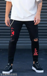 Red heart print denim jeans for men, size 28/30/32, A1 quality, India origin