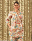 Premium cotton blend cord set for women, three-quarter sleeves, available in S, M, L, XL sizes