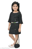 Rayon three-quarter sleeve kids' dress with self-design net pattern and matching handbag, Indian export from Elza Enterprise