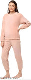 Wool winter nightsuit for women & girls, solid color, long sleeves and pyjama style
