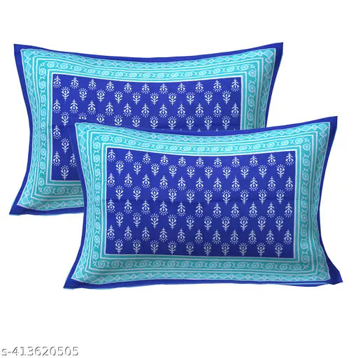 Jaipuri printed cotton Rajasthani double bedsheet with 2 pillow covers, vibrant ethnic motifs, soft & smooth finish, perfect for summer