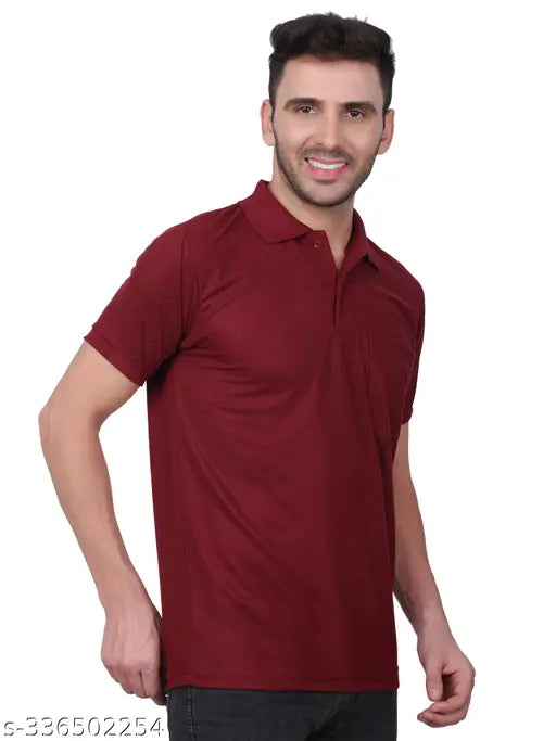 Multicolor navy blue & maroon polycotton men's polo half sleeve t-shirts, regular fit with pocket combo pack of 2 (S2XL), perfect for all occasions