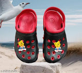 Red EVA kids clogs sandals, embellished net design for casual wear (3-3.5 years, 5.5-6 years, 6-6.5 years). Made in India