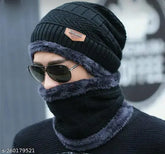 Wool beanie cap and muffler for men in neutral tones - warm, cozy, and stylish accessory for winter