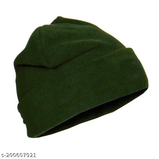 Cotton army winter cap, solid pattern for men and women. One-size cap from India