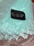 Embroidered organza saree with festive diamond work, single free size, India-made designer partywear
