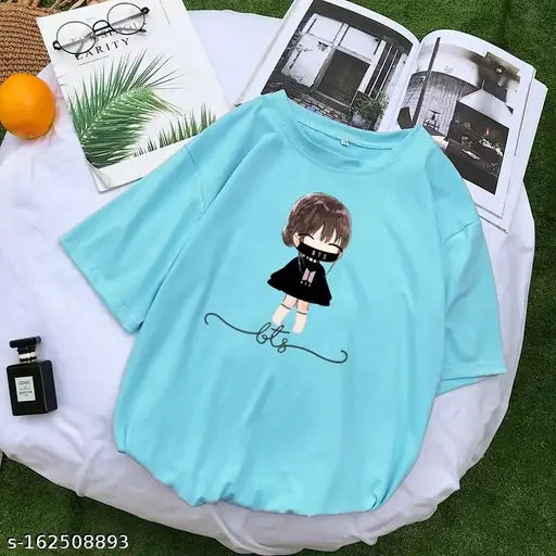 Oversized BTS t-shirt (N), cotton three-quarter sleeves, printed with BTS Girl design, size XS (36in bust, 25in length)