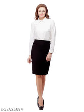 Designer modern women's polycotton Western pencil skirt, knee length, solid net fabric, available in sizes 26, 28, 30, 32, 34, and 36 (India origin)