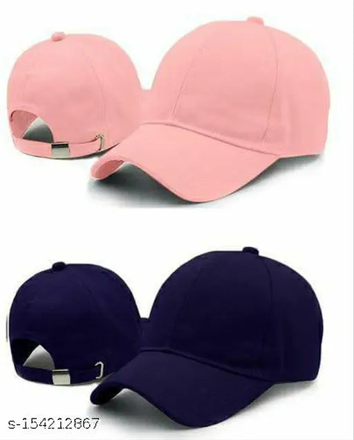 Trending soft cotton cap set, two-pack in solid colors, fits both girls and boys