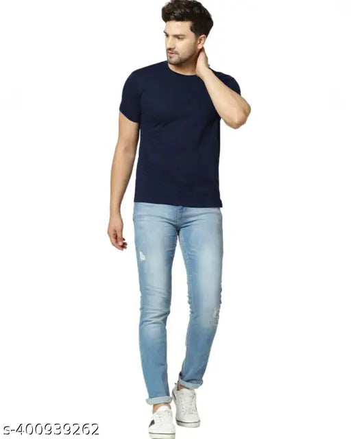 Budget-friendly men's half sleeve t-shirt with soft cotton fabric in various sizes, ideal for daily wear and versatile styles
