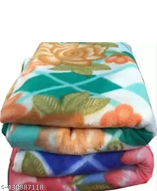 Fleece floral-print blankets (2 pcs), best quality, Indian-made, stylish & beautiful design
