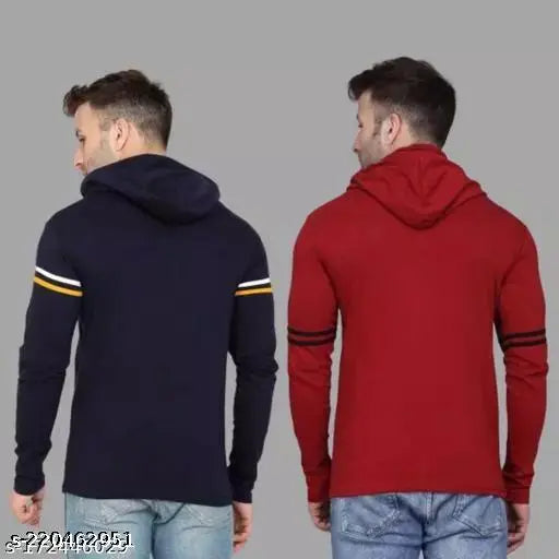 Striped polycotton long sleeve t-shirts (1 striped, 1 mass), Indian-made casual wear