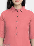 Women's solid rayon plain kurti with three-quarter sleeves, single color in Indian clothing store
