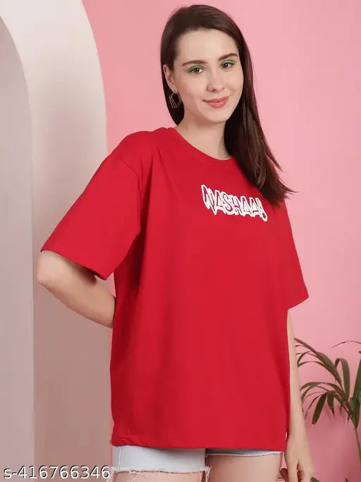 Organic cotton graphic printed oversize casual t-shirt, short sleeves, women's fashion, India