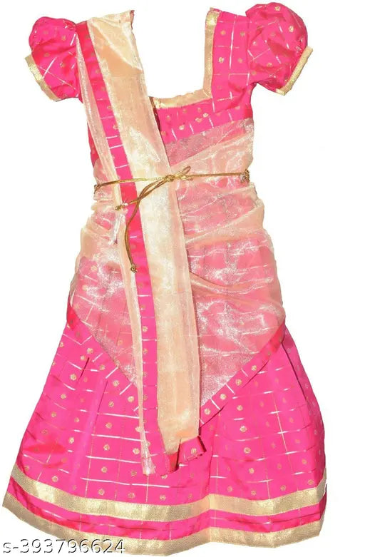 Cotton blend kids' lehenga choli set with net dupatta, Indian embroidered tradition meets style for special occasions