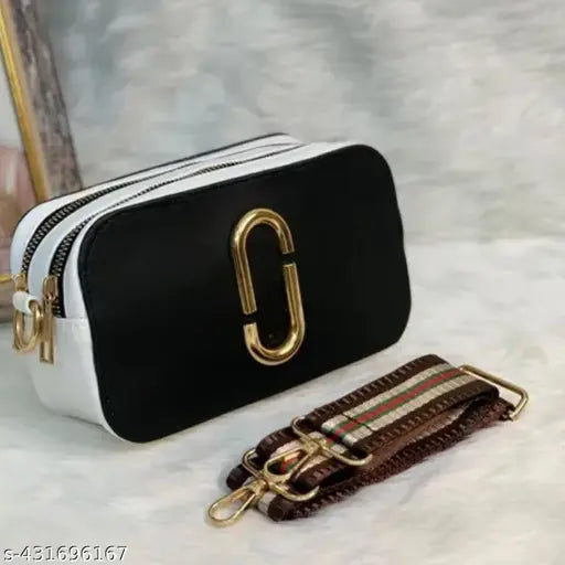 Budget-friendly designer alternative, black PU leather look sling bag for daily use and trendy fashion