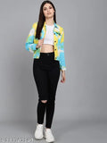 Colorblocked tye-dye cotton hit twill jacket, long sleeves, size M on model