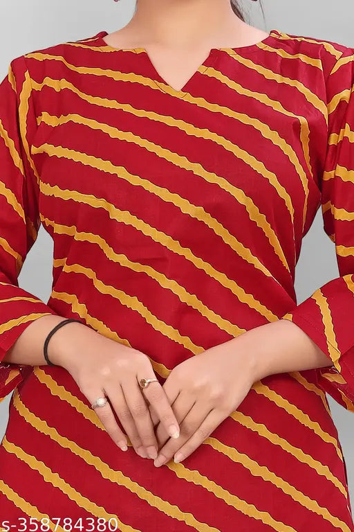 Striped three-quarter sleeve pure cotton nightwear for women, premium quality Indian limited edition