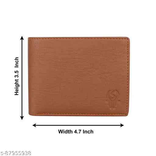 SAMTROH PU leather wallet for men, compact, spacious, two compartments, solid green, gifting solution