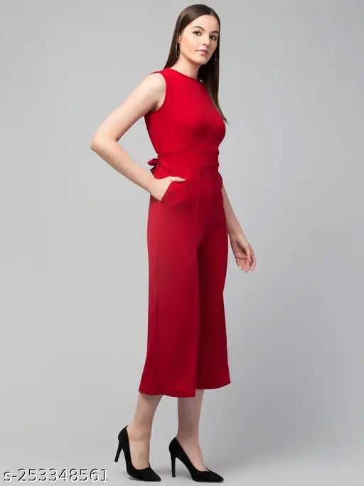 Cotton blend sleeveless jumpsuit for women and girls, solid pattern in multiple sizes from M to XXL, Indian origin