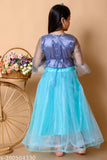 Embroidered net lehenga choli for kids, featuring mirror work and vibrant prints - Indian traditional wedding attire