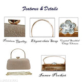 Golden PU shoulder cross-body bag, 2 compartments, textured net, free size (7x5in), rose gold bridal clutch for women & parties