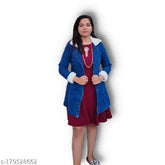 Blue denim jacket with dyed/washed pattern, long sleeves on a mannequin